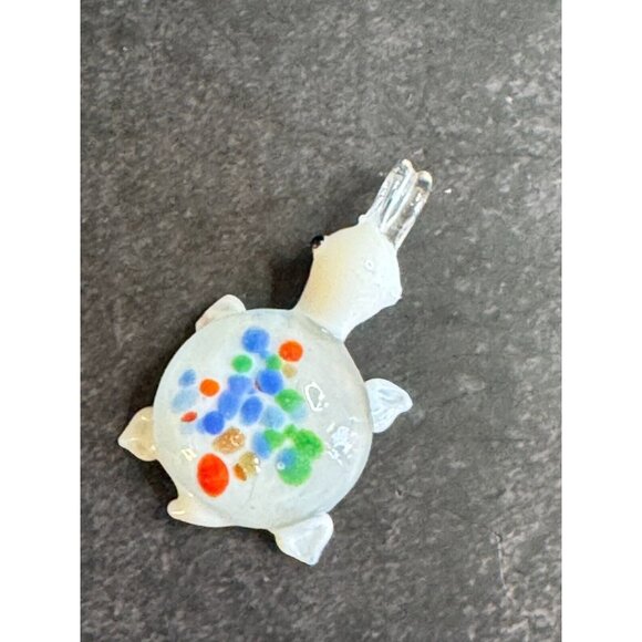 Vintage So Cute! Art Glass  Domed Turtle Pendant 2 1/4" - Picture 2 of 4